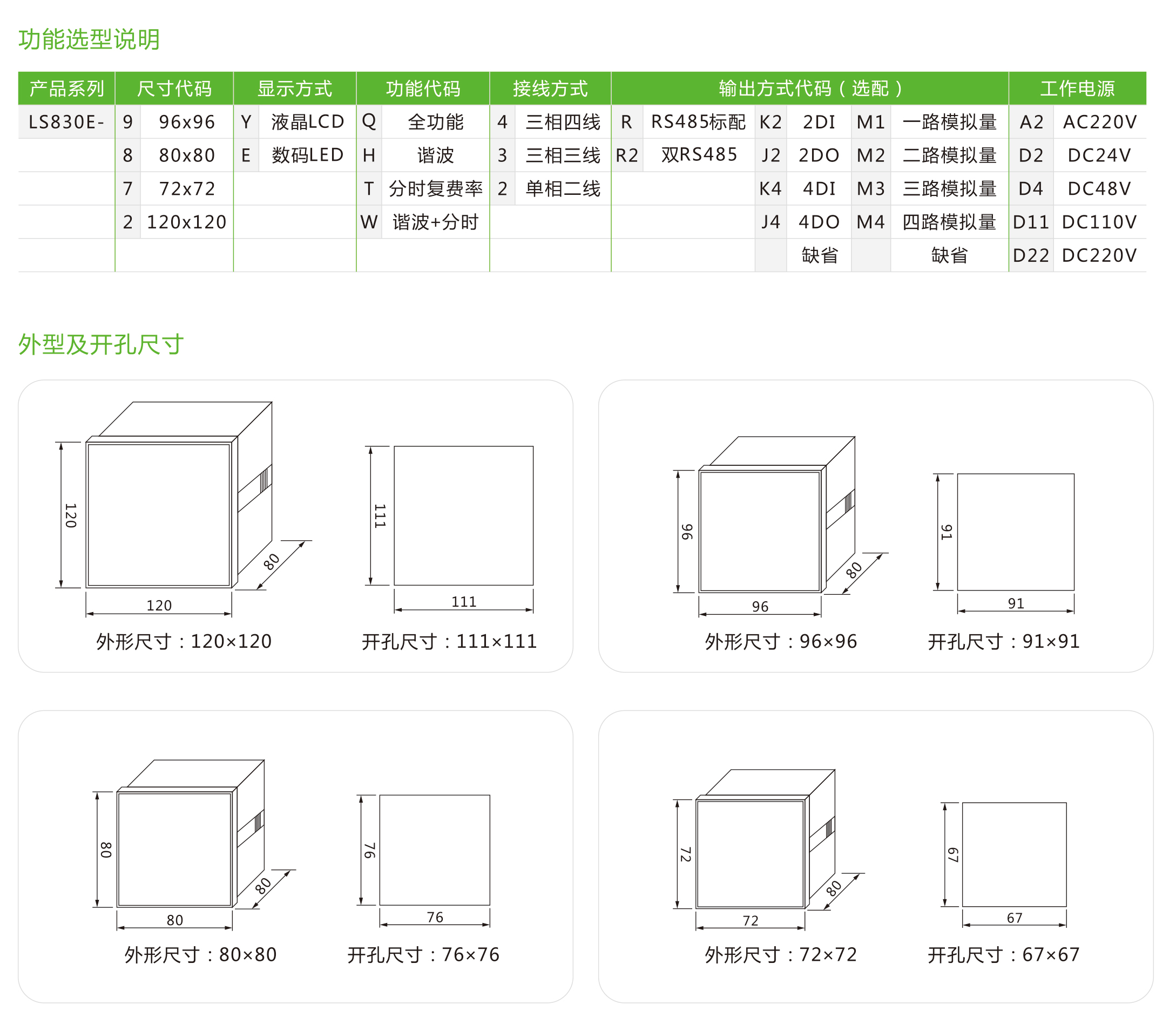 LS830E系列多功能电力仪表